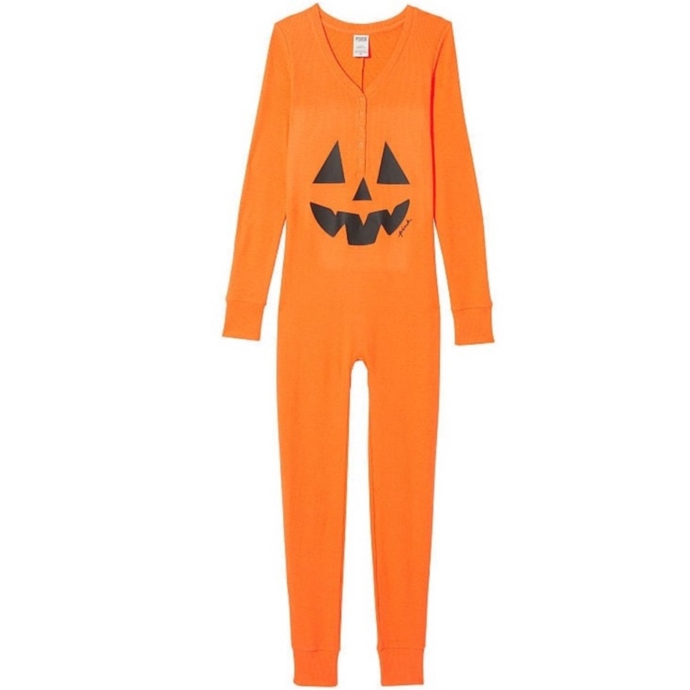 Victoria Secret Pink Thermal Sleep Onesie JACK-O-LANTERN 🎃